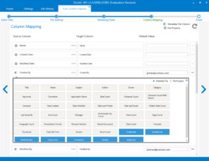 Column Mapping drop down