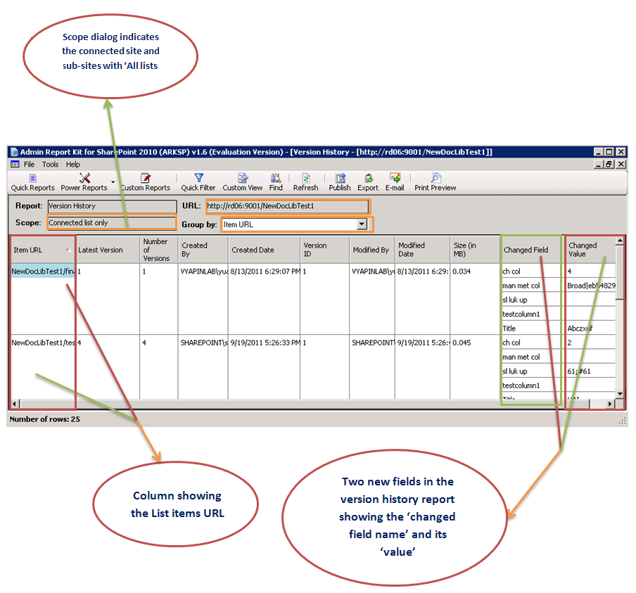 new version history report