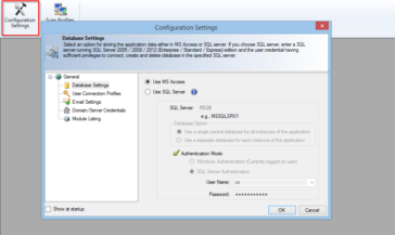 Configure settings for Domain connections, Database settings and Email notification