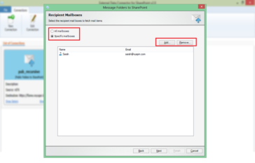Select Recipient mailbox to fetch mail items