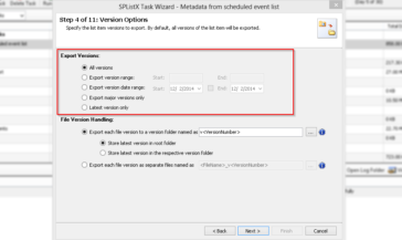 export SharePoint library document versions