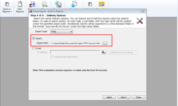 Export File server reports as HTML / XLS / CSV file format