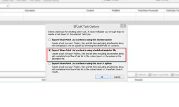 export SharePoint lists using a batch descriptor file