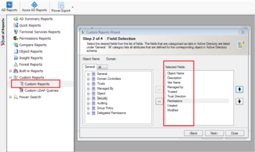 Generate AD reports with custom selected fields and report criteria