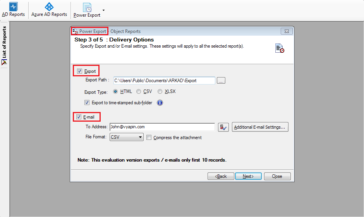 Schedule and Export AD Reports as HTML / CSV / XLSX file format