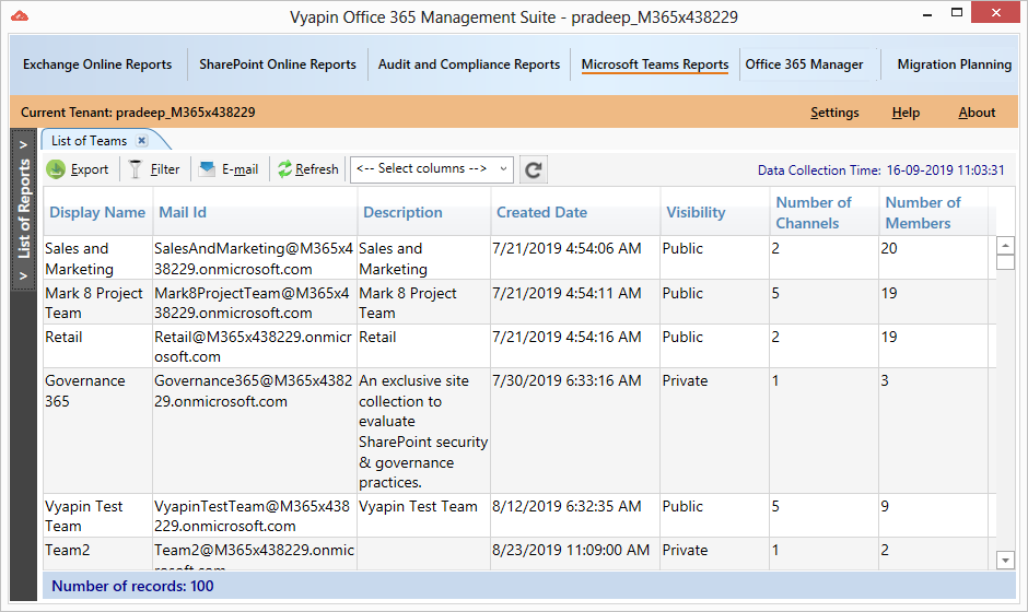 Microsoft Teams Reporting Tools screenshot